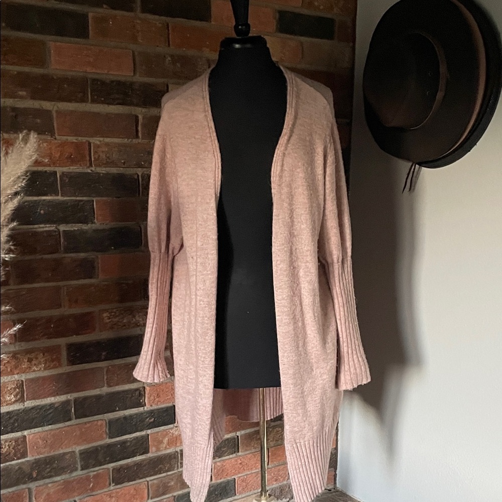 Topshop Blush Open-Front Cardigan